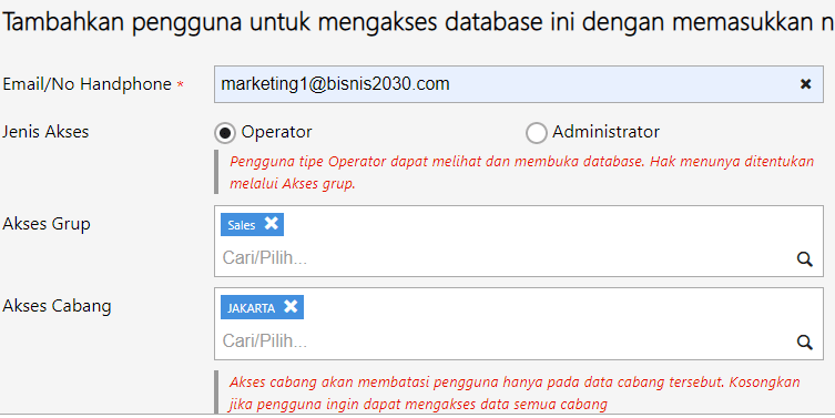 Isi dengan email salesman terkait