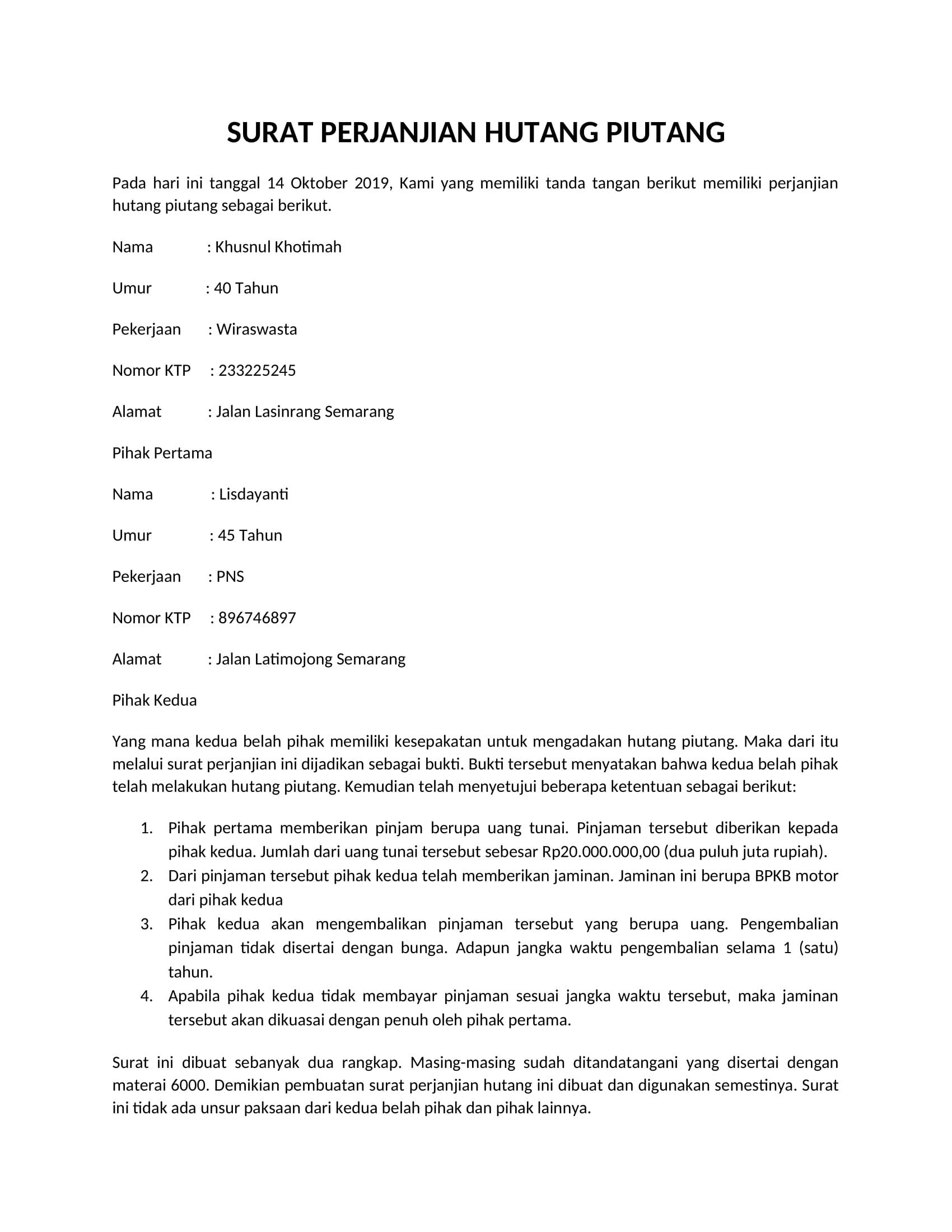 Contoh Surat Pernyataan Perjanjian Pembayaran - 17 Contoh Surat Pernyataan Pembayaran Cicilan Hutang Doc Idekredit / Surat perjanjian adalah surat yang digunakan untuk mengatur tentang hak dan kewajibah antara dua orang/pihak yang melakukan sebuah kesepakatan, atas sebuah perkara dan bersifat mengikat.