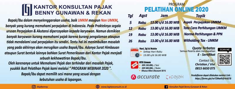 [Online] Program Pelatihan Online Agustus 2020 Bersama KKP Benny Gunawan