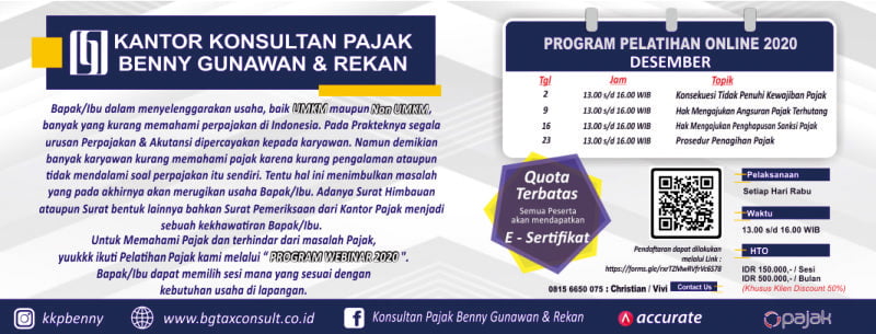 [Online] Program Pelatihan Online Desember 2020 Bersama KKP Benny Gunawan