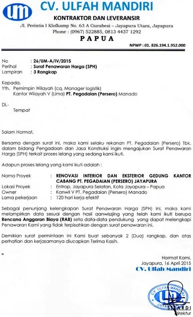 surat penawaran harga