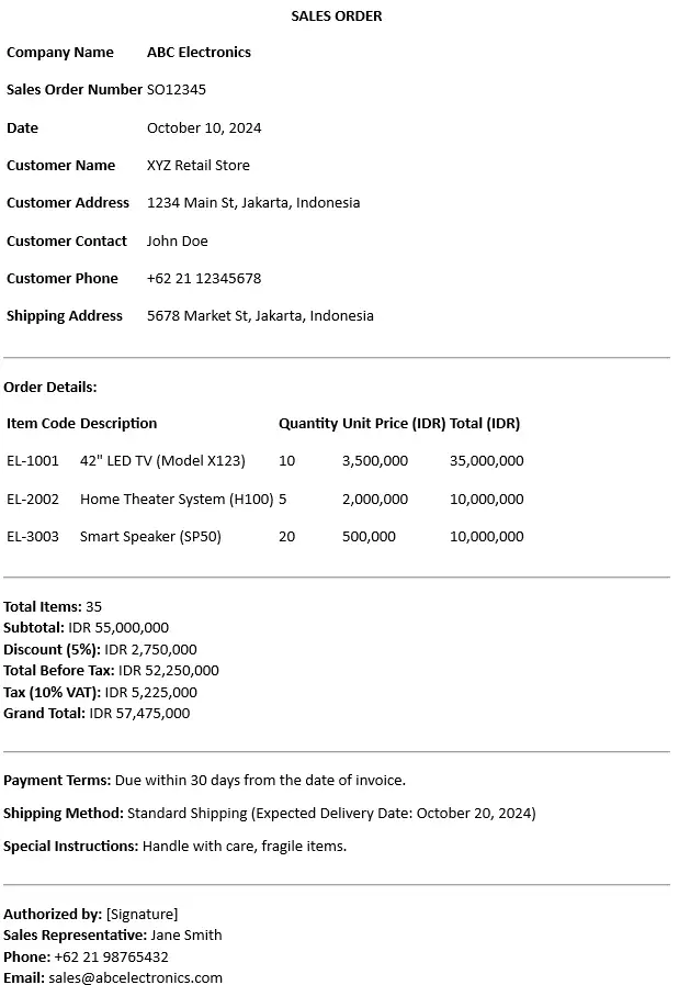 contoh sales order