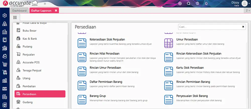 fitur persediaan di accurate online