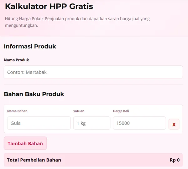 kalkulator HPP gratis