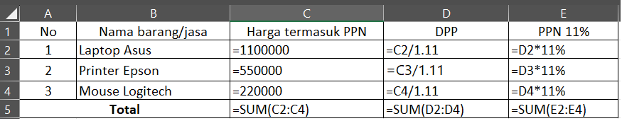 Cara Mudah Menghitung DPP PPN 11 Persen di Excel untuk Laporan Pajak Anda 4 cara-menghitung-dpp-ppn-11-persen-excel