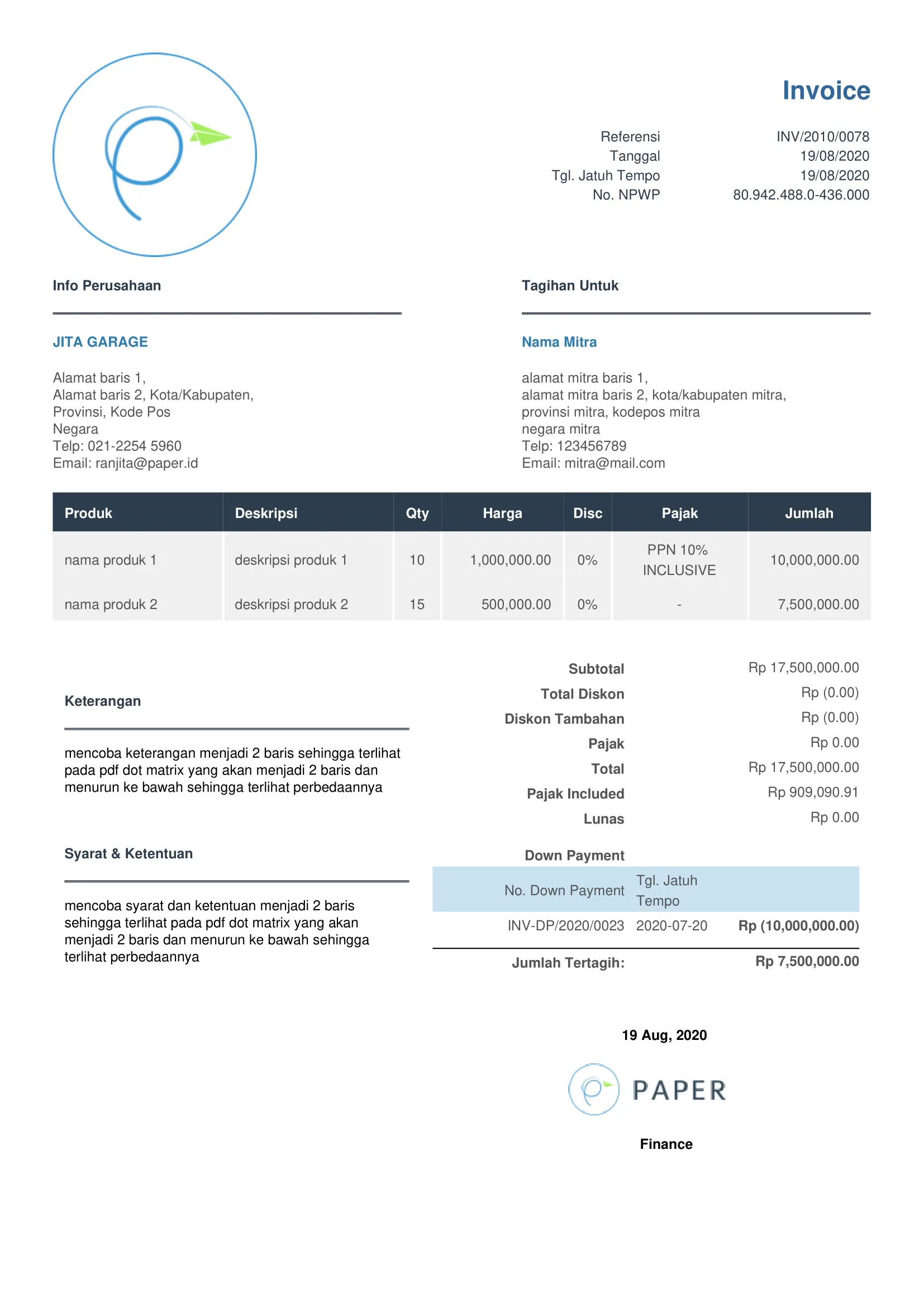 contoh template invoice 4