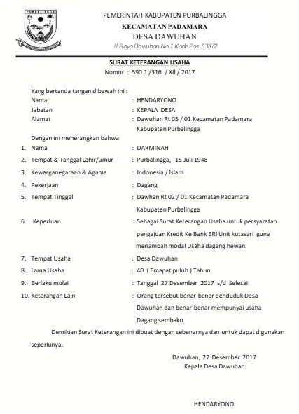 Surat Keterangan Usaha: Pengertian, Manfaat dan Cara Buatnya 3 Contoh Surat Keterangan Usaha
