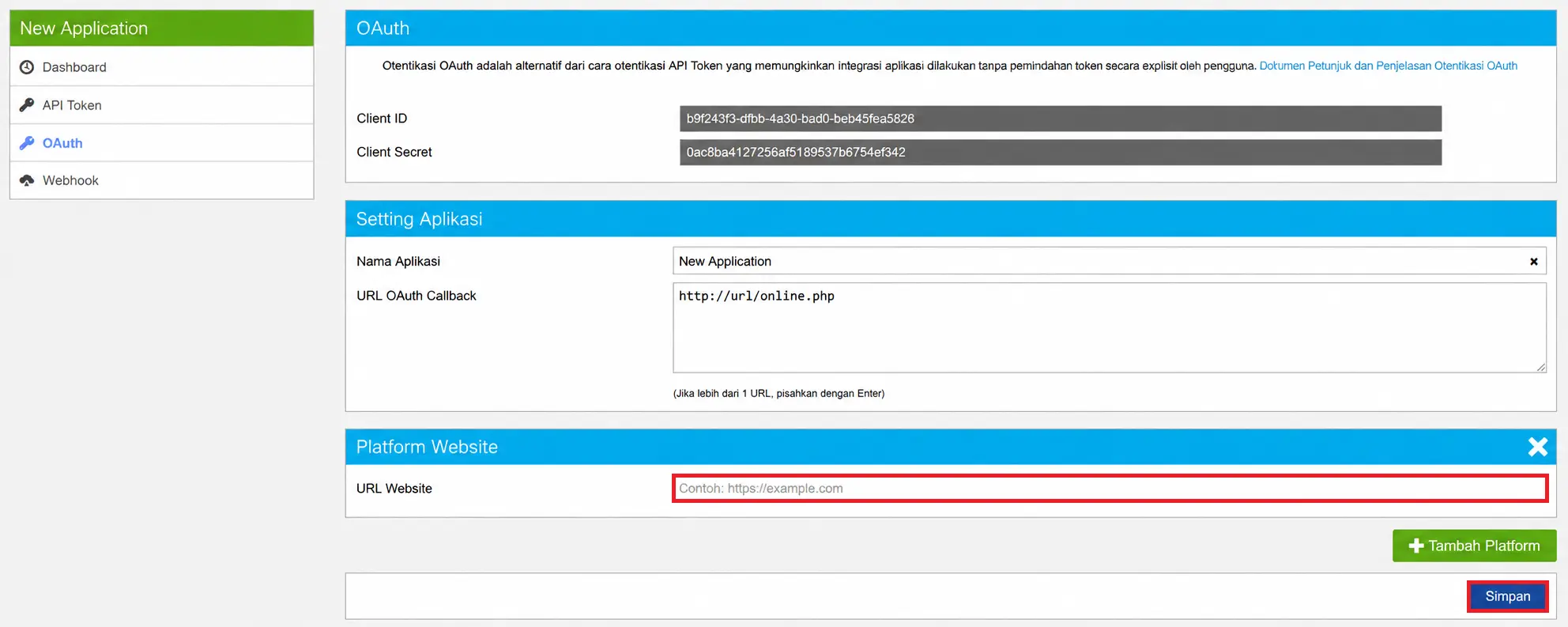Langkah 8 - posisi 1 website Pendaftaran Aplikasi