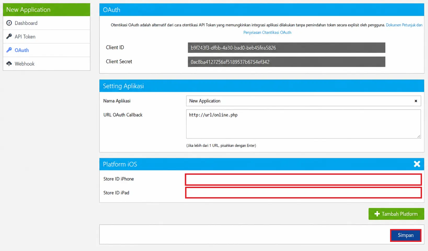 Langkah 8 - posisi 3 ios Pendaftaran Aplikasi